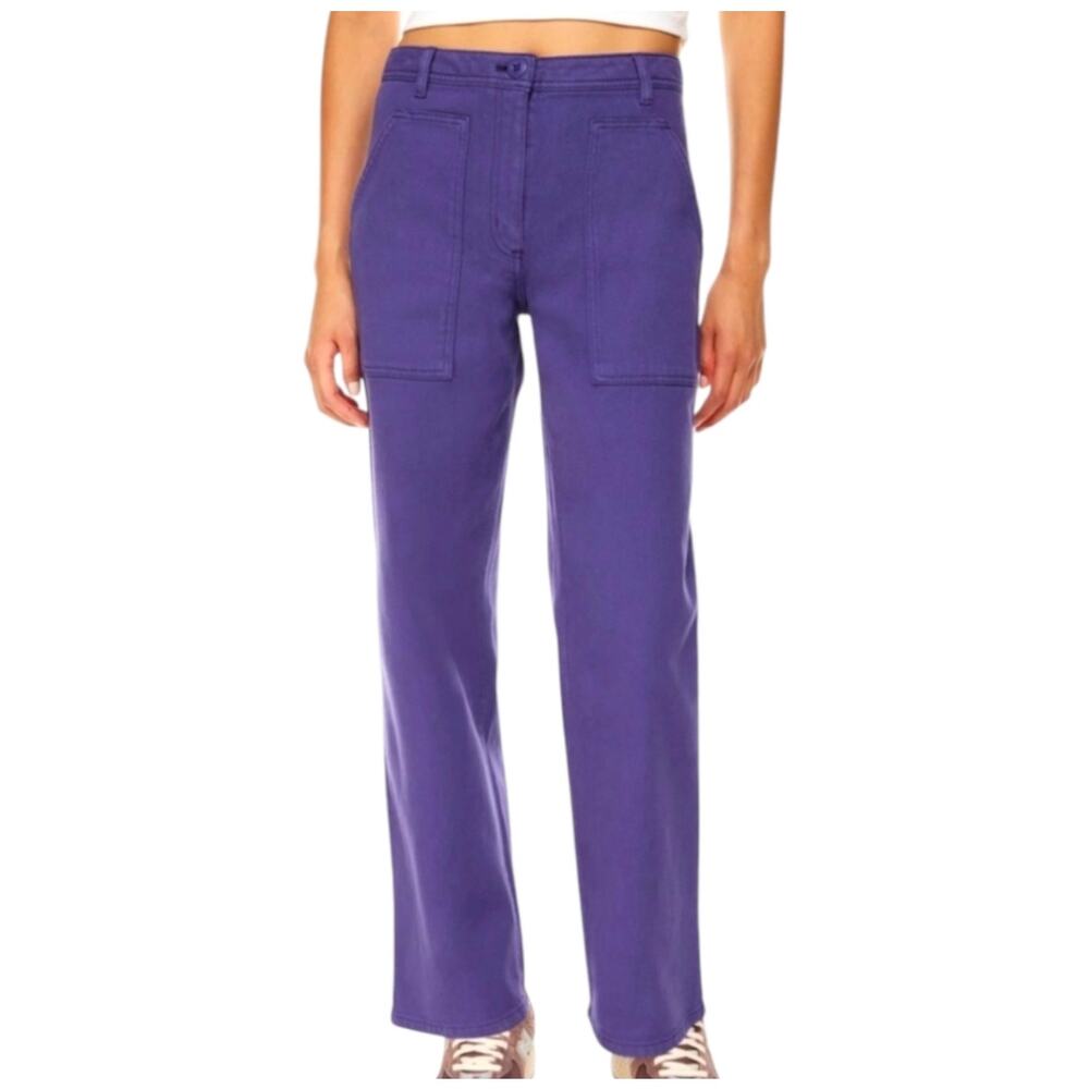 Aritzia Wilfred Free Modern Utility High Rise Straight‎ Leg Pants Deep Violet 8